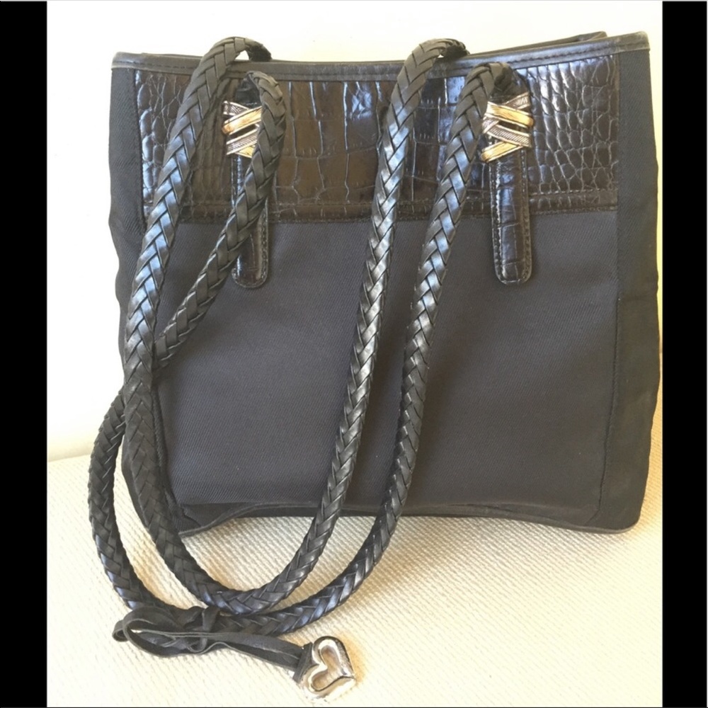 Brighton purse , Black leather and canvas